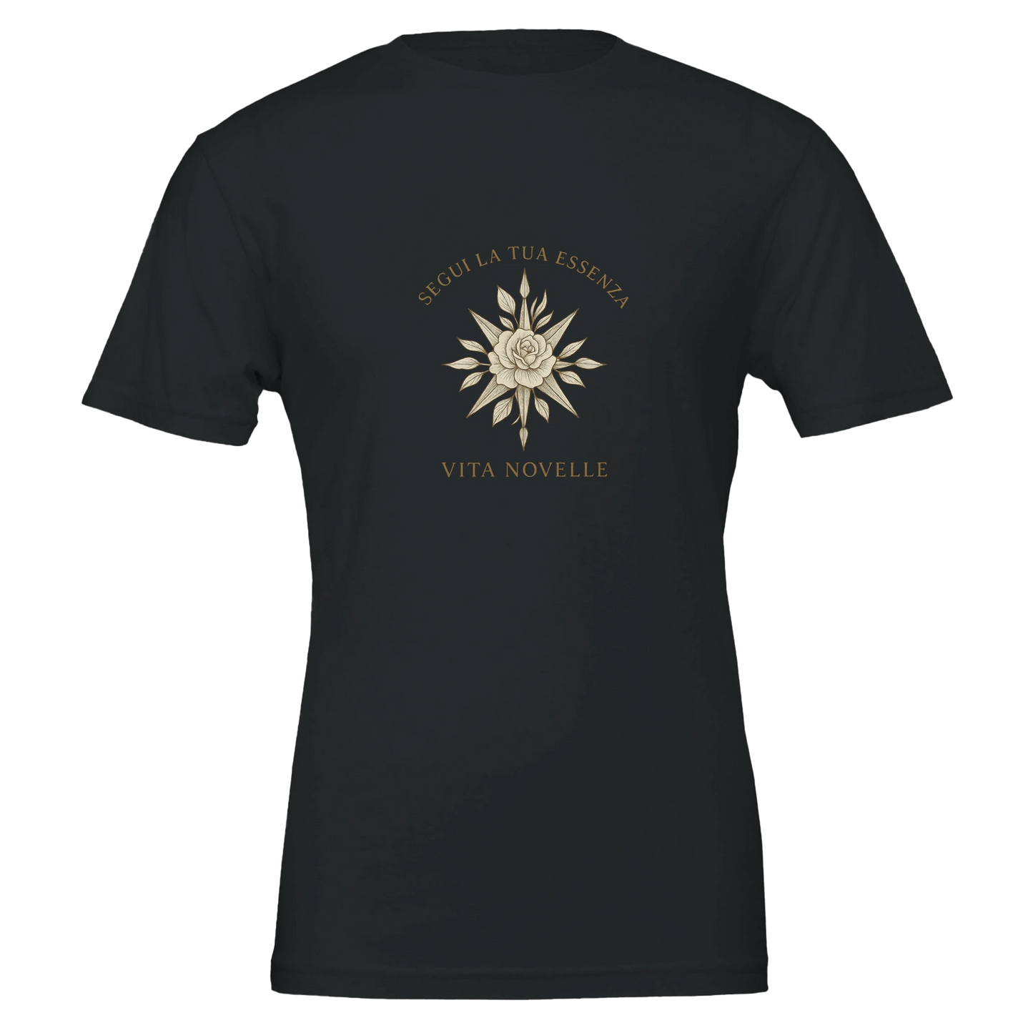 Unisex T-Shirt aus Airlume-Baumwolle mit Kompass-Rosen-Design – Symbol für Freiheit, Lebensweg und Sinnsuche.“
