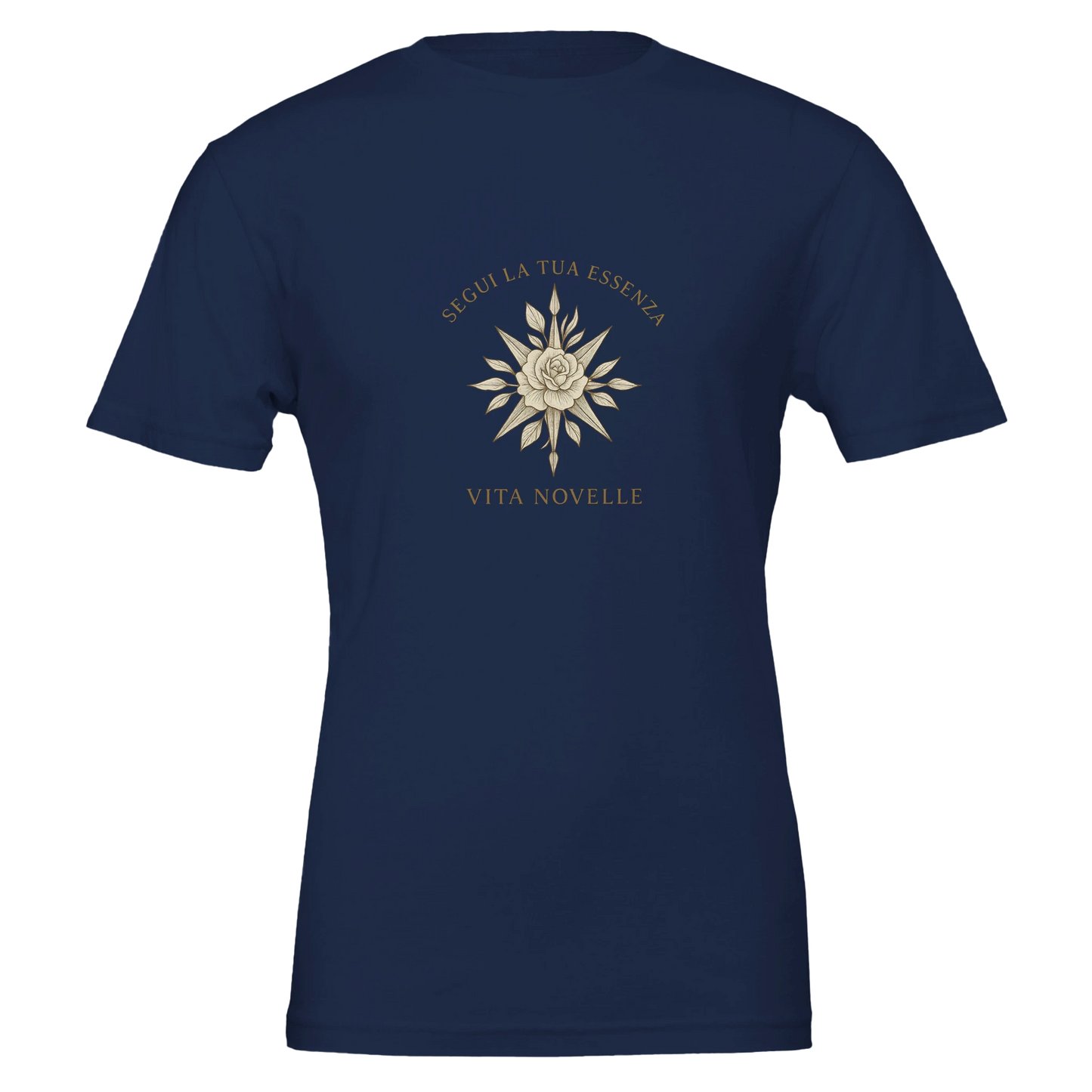 Unisex T-Shirt aus Airlume-Baumwolle mit Kompass-Rosen-Design – Symbol für Freiheit, Lebensweg und Sinnsuche.“