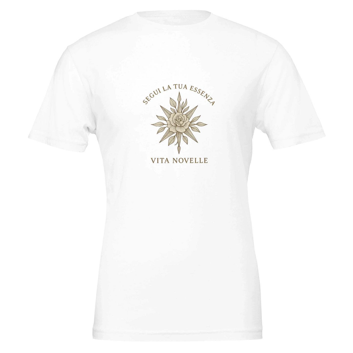 Unisex T-Shirt aus Airlume-Baumwolle mit Kompass-Rosen-Design – Symbol für Freiheit, Lebensweg und Sinnsuche.“