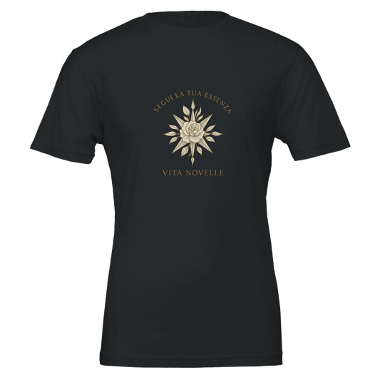 Unisex T-Shirt aus Airlume-Baumwolle mit Kompass-Rosen-Design – Symbol für Freiheit, Lebensweg und Sinnsuche.“