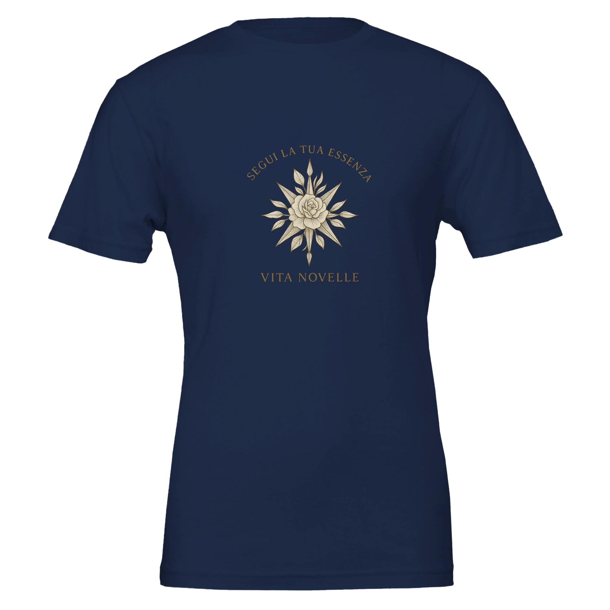 Unisex T-Shirt aus Airlume-Baumwolle mit Kompass-Rosen-Design – Symbol für Freiheit, Lebensweg und Sinnsuche.“